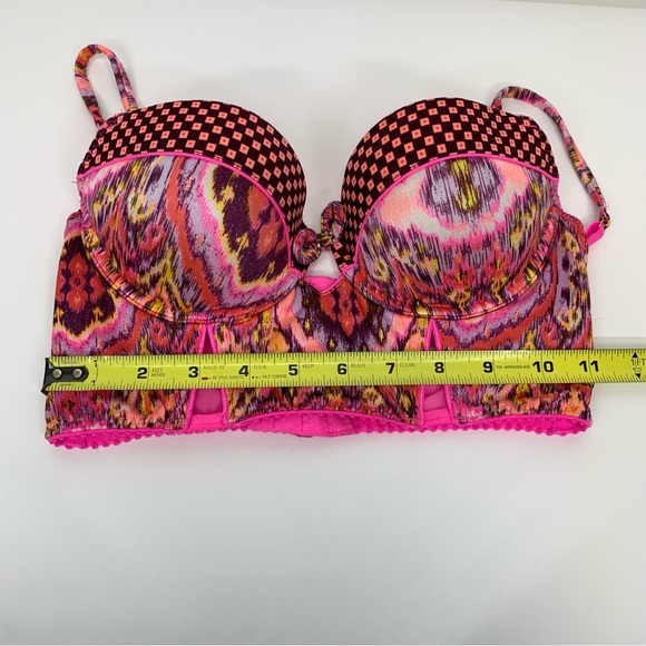 Victoria’s Secret Hot Pink Multi Boho Aztec Geometric Bustier Bikini Size 32C - Picture 12 of 13